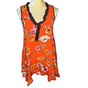 Loco Lindo Floral Peasant Tunic Top Tank EUC Size Small